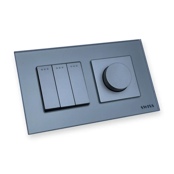 Swiss Luxury 3 Gang Switch and Dimmer (Grey) Swiss Luxury 3 Gang Switch and Dimmer, photo 3