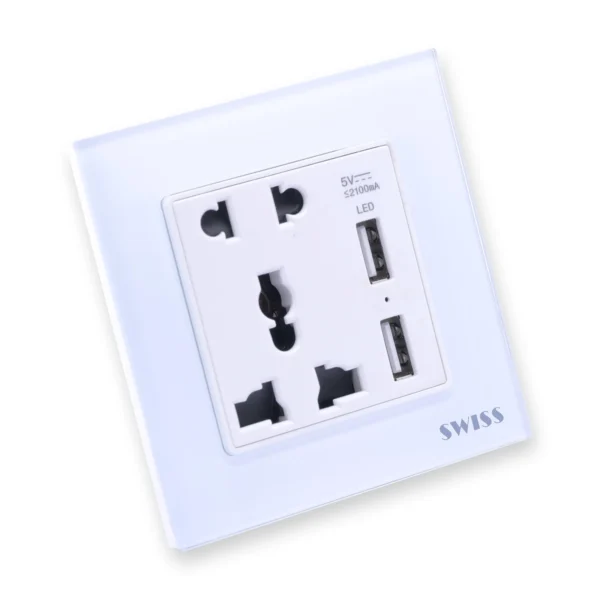 Swiss Luxury MF Socket 13 Amp + 2-USB, photo 2
