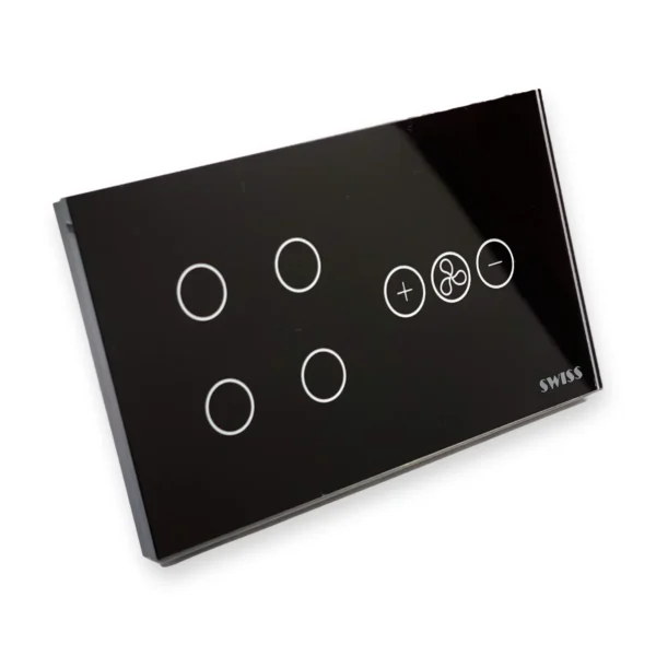 Swiss Home Automation 4 Gang and Dimmer Switch (Black) Swiss Home Automation 4 Gang and Dimmer Switch