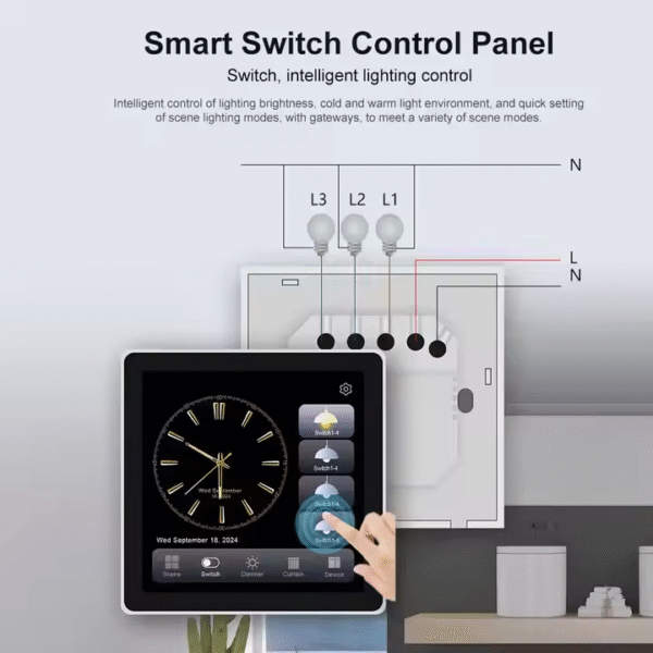 Swiss Smart Control Panel 4 inch Touch Screen Switch, Smart Curtain Switch and Dimmer control - Image 13