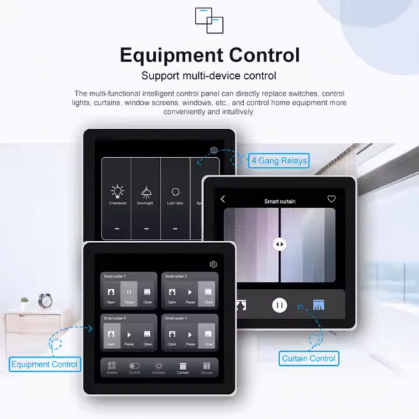 Swiss Smart Control Panel 4 inch Touch Screen Switch, Smart Curtain Switch and Dimmer control - Image 12