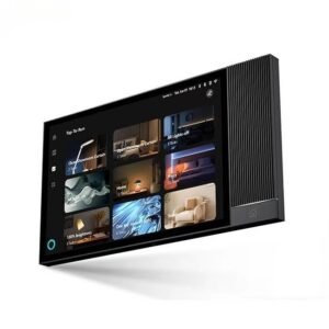 T8 Pro 8-inch smart control panel showing a grid of room scenes
