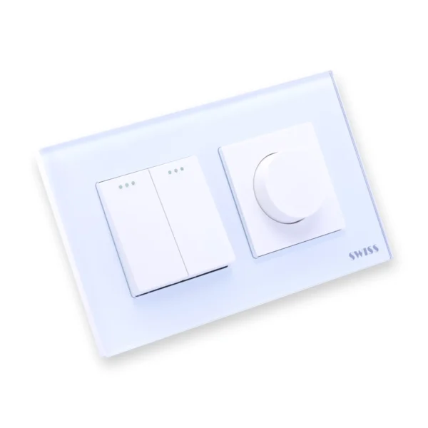 Swiss Luxury 2 Gang Switch and Dimmer