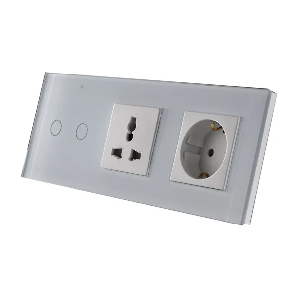 Swiss Luxury Edge Series Touch 2 Gang + Universal + Schuko