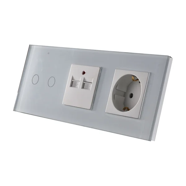 Swiss Luxury Edge Series Touch 2 Gang + USB + Schuko Swiss Luxury Edge Series Touch 2 Gang + USB + Schuko