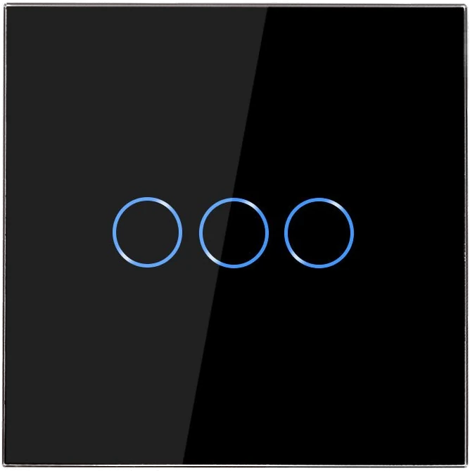 Swiss Home Automation 3 Gang Switch in black glass